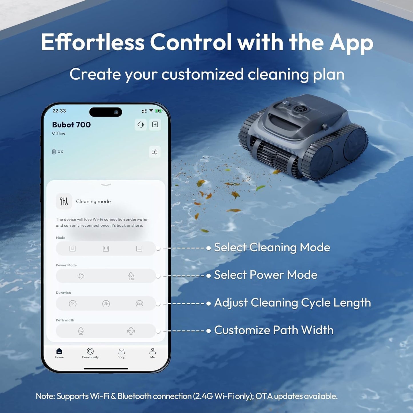 Bubot 700 Cordless Pool Vacuum for Inground & above Ground Pools, 210-Min Runtime, Wall/Waterline/Floor Cleaning, Robotic Pool Cleaner with Superior Suction, APP Control, Smart Navigation (Space Grey)